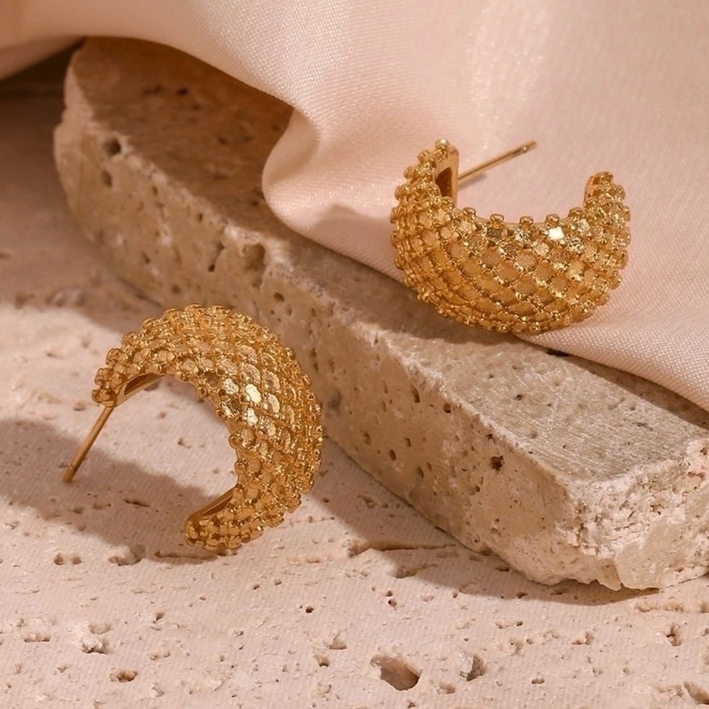 ” C- Hoop 18K Plated Stainless Steel Earrings